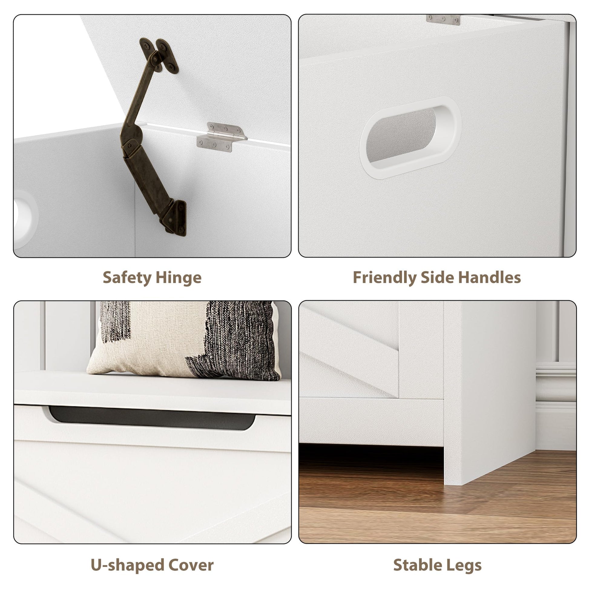 Banc de rangement en bois Garvee de 76 cm avec verrou de sécurité, grand banc à chaussures pour salon et chambre, robuste et polyvalent, marron