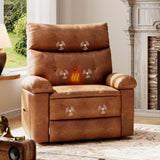 Garvee Fauteuil relax en cuir PU cognac, chauffant et massant, pivotant et basculant, rembourrage épais, pour salon - Cognac