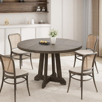 Garvee Table de salle à manger ronde 119,4cmen bois avec pieds réglables, marron