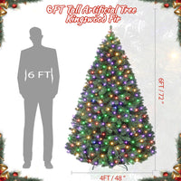 Sapin de Noël artificiel Garvee 180 cm – 250 LED, sapin en PVC, Ø 114 cm, vert, pied en métal