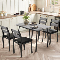 Ensemble table et chaises de salle à manger Garvee pour 4 personnes, structure en métal, design biseauté, gain de place, bois durable, ergonomiques, idéal pour les petites pièces.