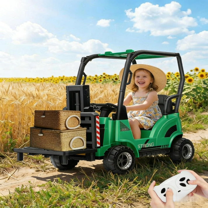 Chariot élévateur enfant mode auto‑enfant et télécommande parentale