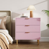 Commode moderne rose Garvee à 3 tiroirs avec poignées dorées pour chambre et salon, 71 x 43 x 76 cm, bois MDF