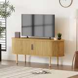 Garvee meuble TV 120 cm moderne avec portes coulissantes et 6 compartiments, chêne, console polyvalente pour le salon et le bureau - Chêne