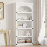 Garvee bibliothèque fermière 175 cm, 5 niveaux arquée bois résistant blanche pour salon, bureau et chambre, élégante et durable - Blanc
