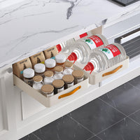 Organisateur de cuisine à tiroir Garvee, capacité de charge 50 kg, acier, poignée ergonomique, réglable, pour cuisine et salle de bain, 25 x 48 x 8 cm, noir