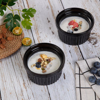 Garvee Cuencos Ramequines 8 oz Porcelaine allant au four Style classique Crème Brûlée Soufflé de cuisson noir