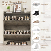 Garvee meuble à chaussures pour entrée, avec 2 tiroirs abattants, en bois vert p2, ventilé, résistant aux rayures, étroit, profondeur 35 cm