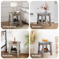 Ensemble de 2 tables d'appoint Garvee – 2 étagères, compactes, en bois et métal, robustes, grises