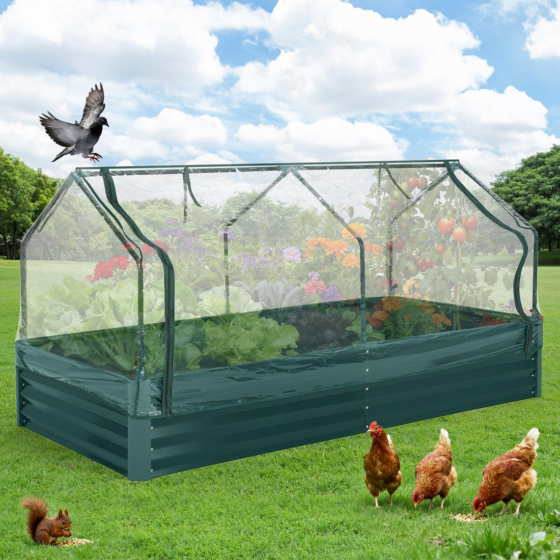 Jardinière surélevée en métal Garvee avec couvercle pour jardin et terrasse, résistante à la corrosion et aux intempéries, polyvalente et robuste.