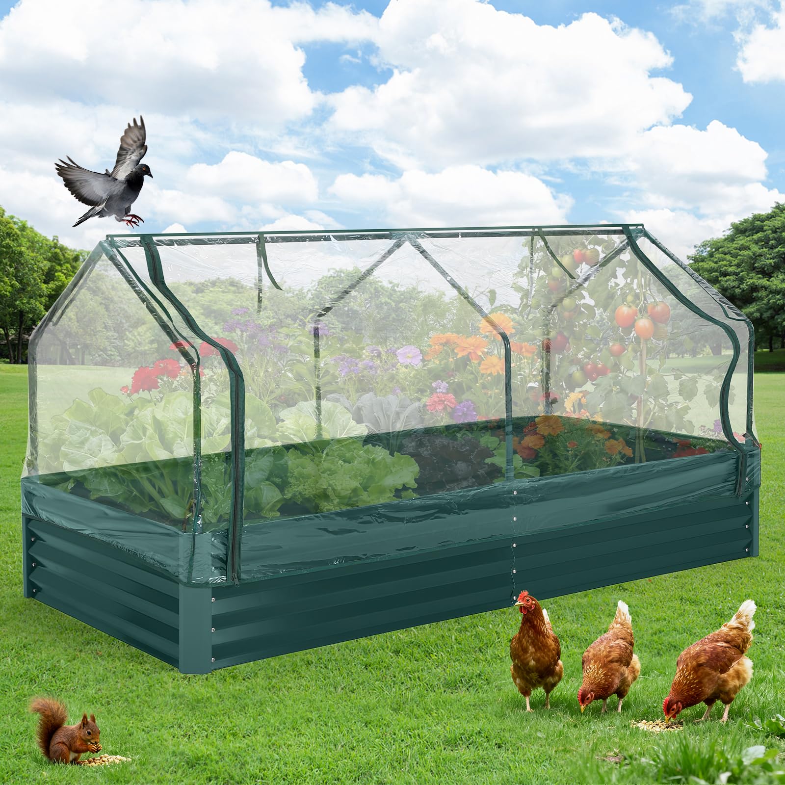 Jardinière surélevée en métal Garvee avec couvercle pour jardin et terrasse, résistante à la corrosion et aux intempéries, polyvalente et robuste.