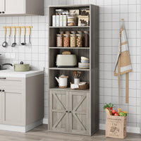Garvee bibliothèque avec portes, style industriel, 6 étagères, design campagnard, bois, profondeur 30 cm, blanche, pour salon, bureau, chambre