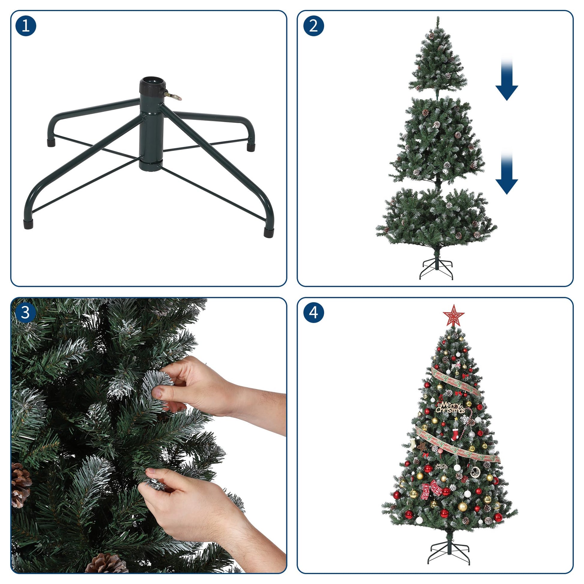 Sapin de Noël Garvee 274 cm avec éclairage LED et neige artificielle - Sapin de Noël haut de gamme aux branches enneigées, idéal pour les grandes pièces