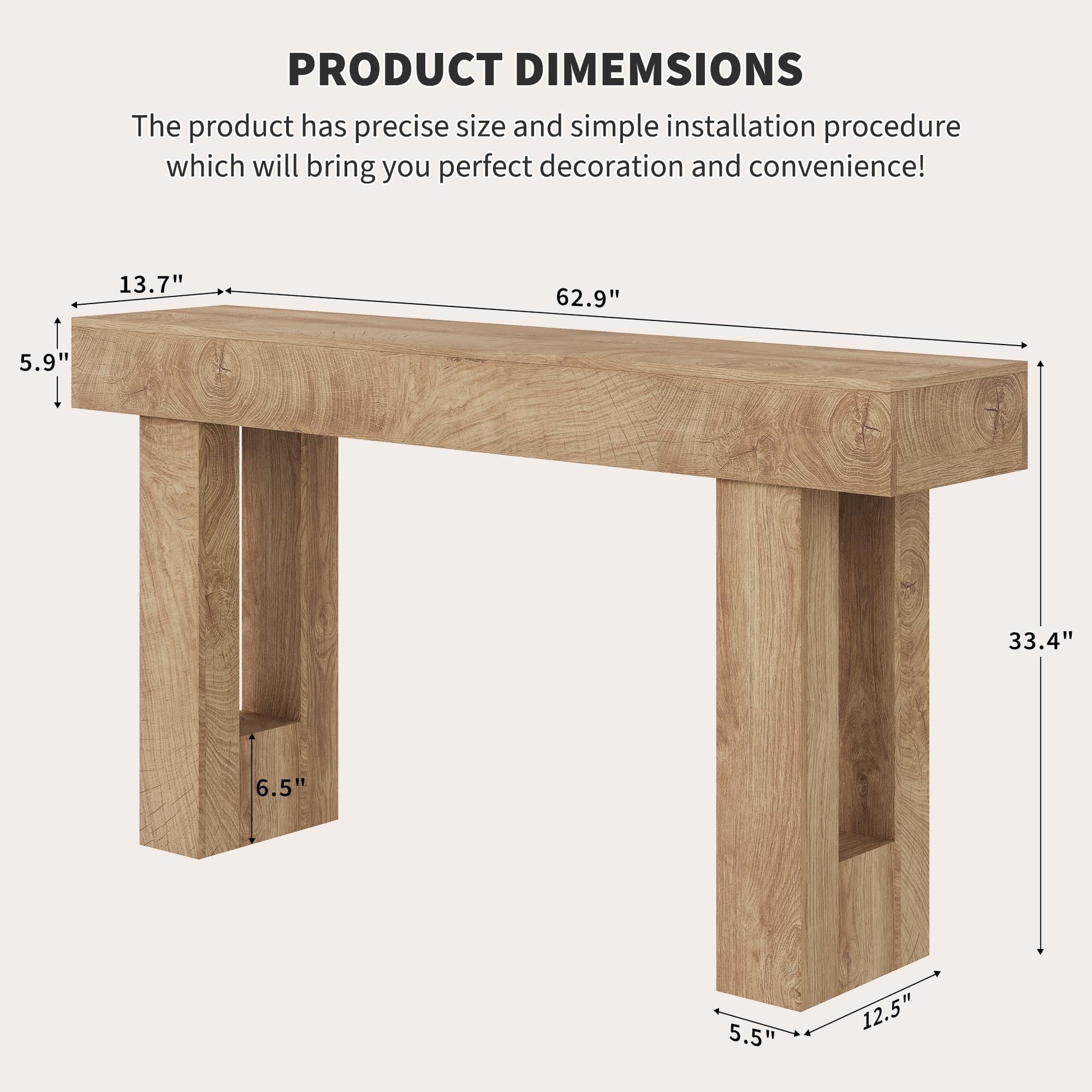Console Garvee style ferme 155 cm, aspect bois vintage, robuste et polyvalente, idéale pour couloir ou salon.