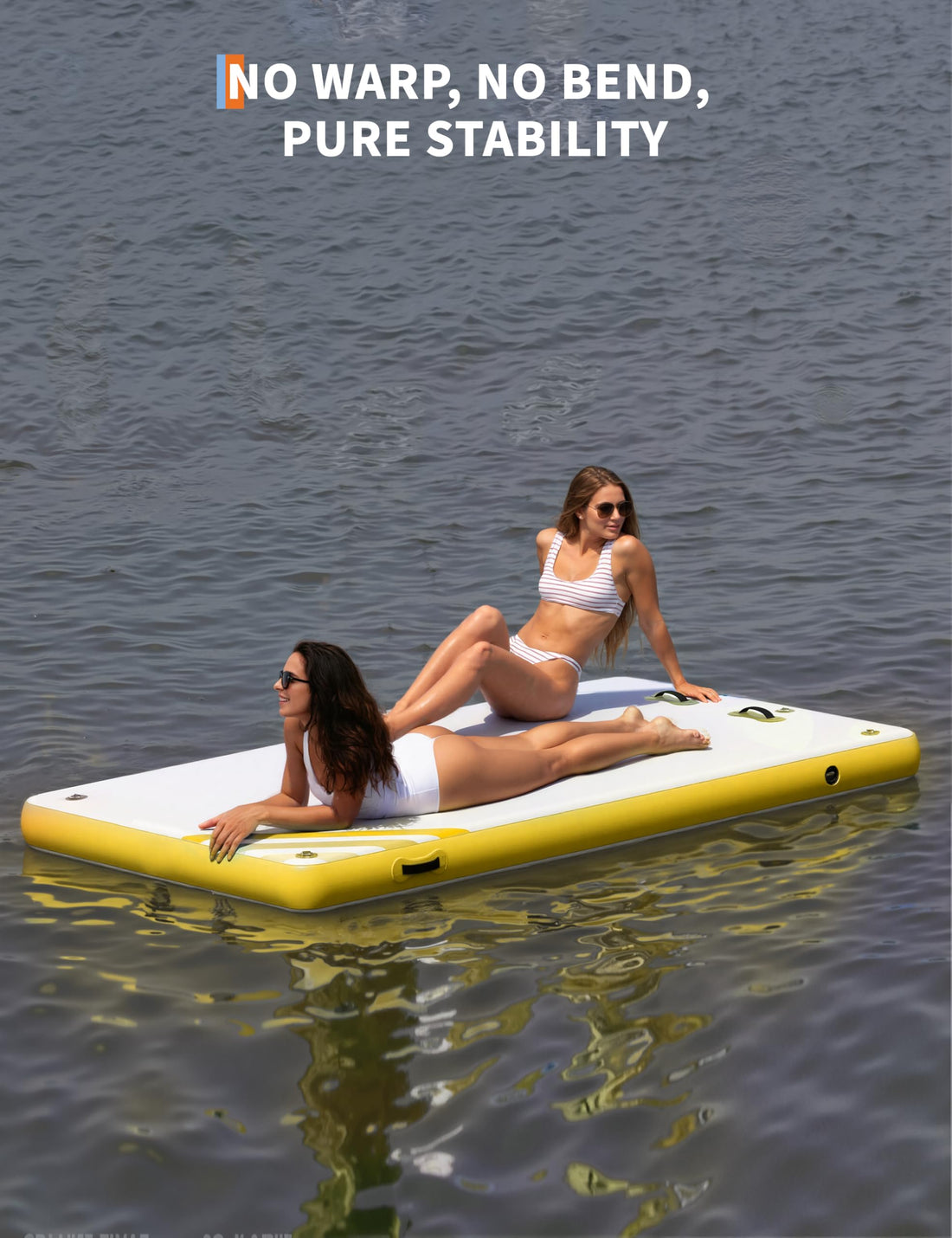 Plateforme flottante gonflable Garvee avec échelle de corde et anneaux en D en acier inoxydable pour piscine et plage, 3 m, 2,4 m, 1,8 m, antidérapante, en PVC durable