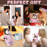 Ours en peluche interactif Garvee avec pyjama rose amovible pour enfants, doux et confortable, rose