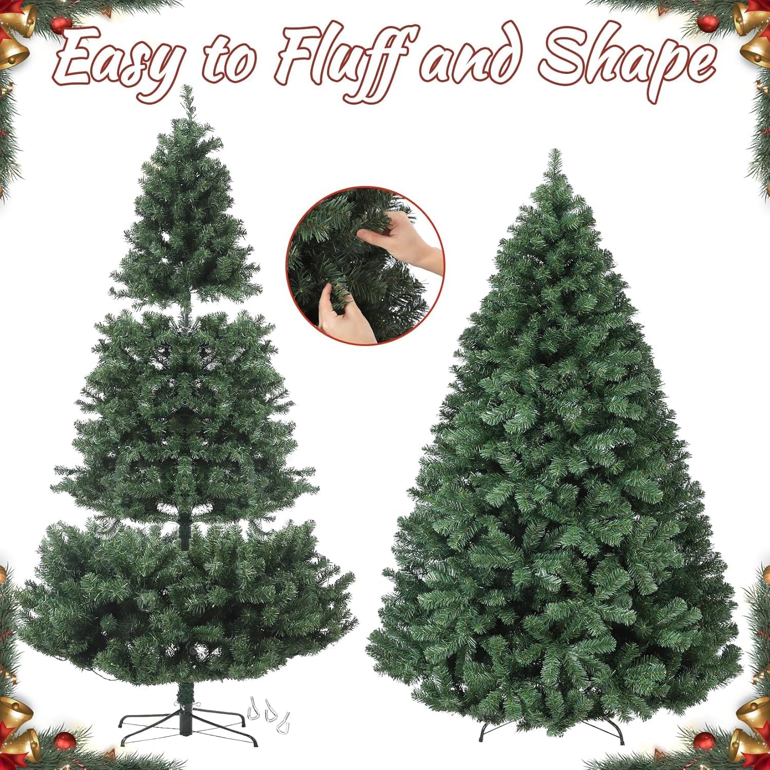 Sapin de Noël Garvee 140 cm pliable avec support fermé - Sapin artificiel réaliste pour la maison, le bureau et la décoration des fêtes
