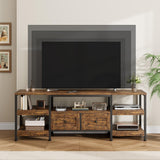 Garvee meuble TV rustique 160 cm pour téléviseurs jusqu'à 165 cm avec 2 tiroirs et étagères ouvertes, style industriel, marron, pour le salon et le bureau