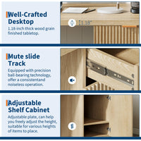 Bureau de direction Garvee 60" avec rangement, bureau moderne pour bureau à domicile, MDF de 1,18" (3 cm), chêne naturel, salon et bureau