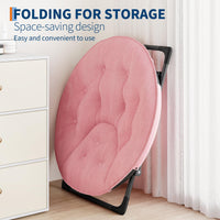 Fauteuil Garvee Saucer Lounge Chair avec structure dorée, revêtement surdimensionné en fausse fourrure, pliable pour chambre et salon, rose