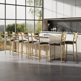 Garvee tabourets de bar 66 cm lot de 6 métal dossier ergonomique coussin épais PU surface imperméable hauteur comptoir cuisine et restaurant, doré