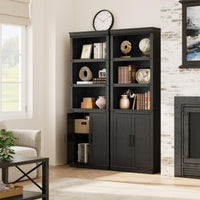 Garvee bibliothèque de style campagne avec portes, 5 niveaux, grand espace de rangement, MDF, salon, bureau, 31 cm (P) × 62 cm (L) × 175 cm (H)