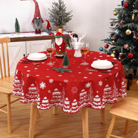 Garvee Nappe de Noël ronde à motif flocons de neige et épingles, déperlante, en polyester, idéale pour les fêtes de Noël et du Nouvel An, Rouge, 152 cm