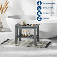 Banc de douche Garvee en PEHD avec étagère pour salle de bain et baignoire, aspect bois, imperméable, facile à nettoyer