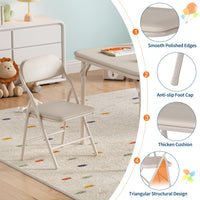 Ensemble table et chaises pliantes 3 pièces pour enfants Garvee, pliable, sûr, en cuir PU, antirouille, pour salle de jeux et maternelle
