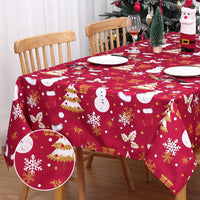Nappe de Noël Garvee Bonhomme de neige imperméable et moderne verte 137 x 228 cm pour fête, cuisine, salon