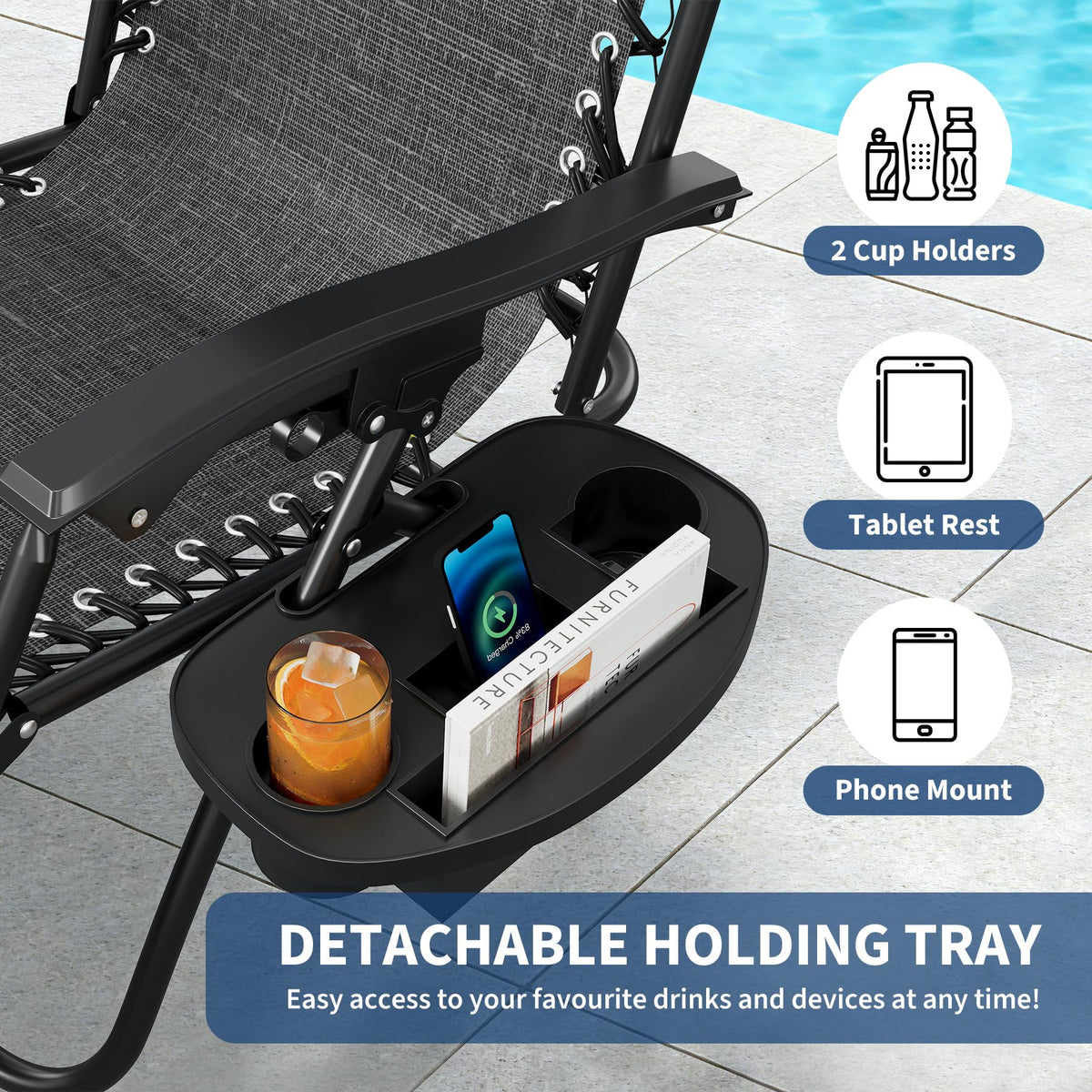 Cadre en acier durable et tissu Textilène respirant