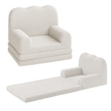 Canapé-lit convertible 2 en 1 Garvee pour enfants, avec mousse et revêtement Sherpa doux, blanc ondulé, idéal pour la salle de jeux - 