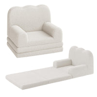Canapé-lit convertible 2 en 1 Garvee pour enfants, avec mousse et revêtement Sherpa doux, blanc ondulé, idéal pour la salle de jeux