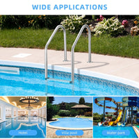 Garvee Échelle de piscine enterrée 4 marches, acier inoxydable 304, marches antidérapantes, pour piscine creusée, argenté