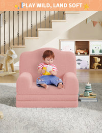 Canapé Garvee Kids 2-en-1 réversible, canapé et méridienne, rose couronne, pour salle de jeux, mousse confortable, housse douce en sherpa