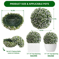Garvee Lot de 2 Boules de Buis Artificielles 45 cm avec Fleurs, PE Résistant aux UV, pour Mariage et Balcon, Vert Rouge Blanc