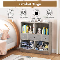 Grand meuble de rangement pour jouets Garvee à 7 compartiments et 3 tiroirs, idéal pour la salle de jeux et le couloir, gris, 93 cm (L) x 39 cm (l) x 93 cm (H)