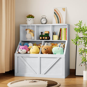 Étagère pour enfants Garvee avec rangement pour livres et jouets, multifonctionnelle et stable, en MDF et bois aggloméré, idéale pour la salle de jeux ou la chambre d'enfant, 90 cm (35,4 po), blanche.