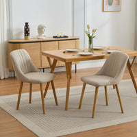 Ensemble de 2 chaises de salle à manger Garvee, revêtement en tissu, dossier ergonomique, grand confort, bois de chêne, blanc cassé, salle à manger moderne