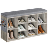 Banc à chaussures Garvee avec revêtement, réglable sur 3 niveaux, 10 compartiments, en bois aggloméré, 104 cm (41 pouces), pour couloir et chambre. - Gris