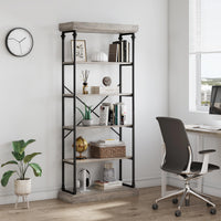 Garvee Étagère industrielle à 6 niveaux avec structure métallique pour salon et bureau, 187×80×30cm, style vintage
