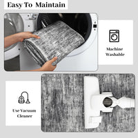 Tapis GARVEE abstrait en microfibre lavable en machine 200x290cm Gris clair | Doux et antidérapant | Pour salon et chambre