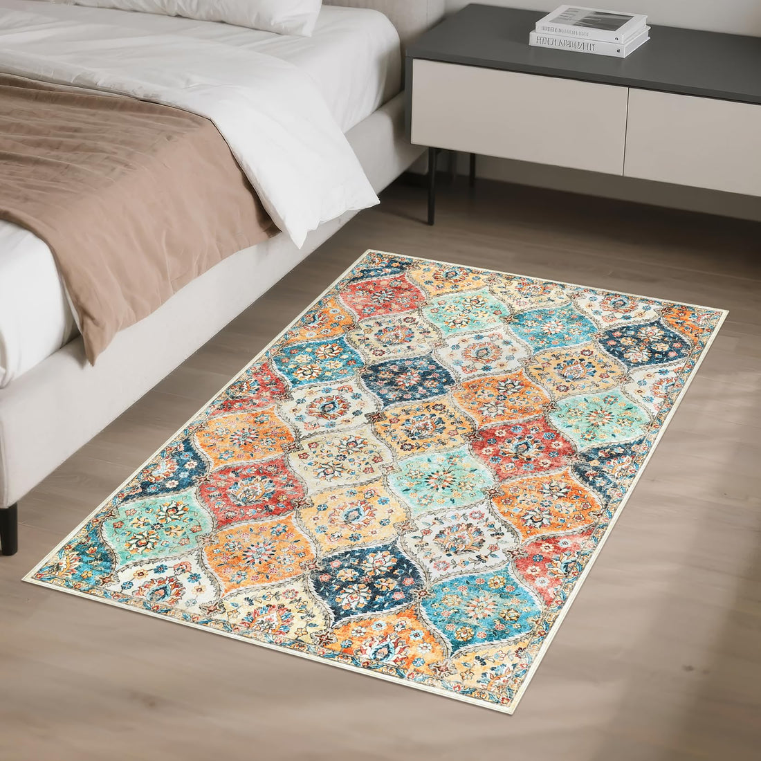 Tapis de couloir Garvee 80 x 150 cm, lavable, motif floral vintage, pour chambre ou cuisine, antidérapant