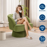 Garvee Fauteuil pivotant moderne en velours vert, rotation 360°, structure en bois robuste, assise confortable, idéal pour salon, chambre ou coin lecture.