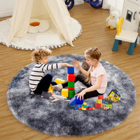 Tapis rond moelleux Garvee 80 cm (2'7,5") pour chambre d'enfant, gris, doux et moelleux, en velours et éponge, antidérapant et insonorisant, idéal pour les chambres de bébé et d'adolescent.