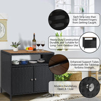 Armoire de rangement extérieure Garvee en résine tressée avec étagère, résistante aux intempéries, acier thermolaqué, 2 portes, marron, idéale pour le jardin et la piscine.