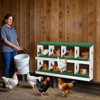 Garvee pondoir pour poules à 8 compartiments, acier galvanisé de 0,7 mm, conception résistante à la pluie, installation murale ou sur pieds, idéal pour poulaillers, fermes et jardins, vert
