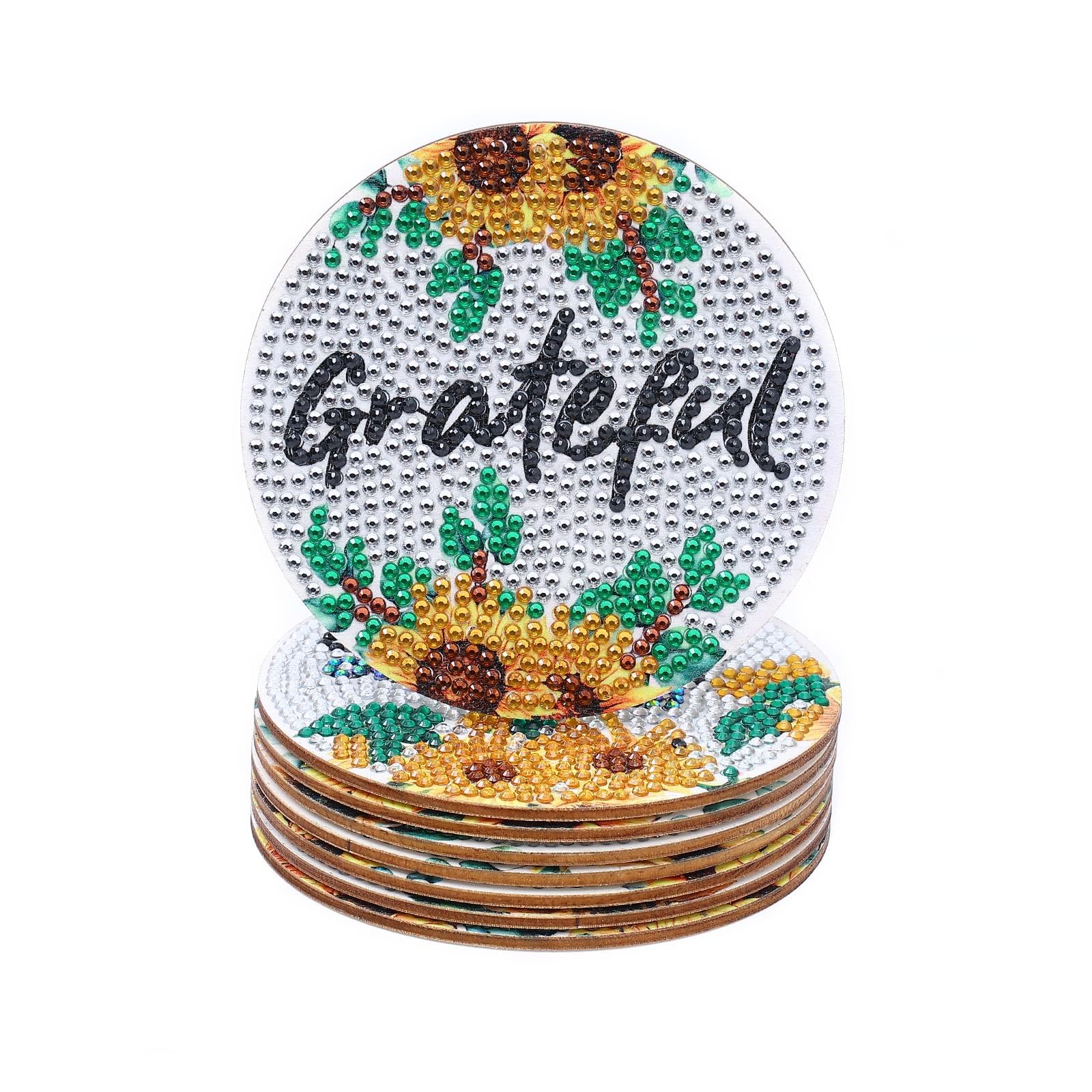 Kit de peinture diamant Garvee 8 pièces à faire soi-même, motif tournesol, bois, avec support et colle, décoration pour la maison et la cuisine, coloré