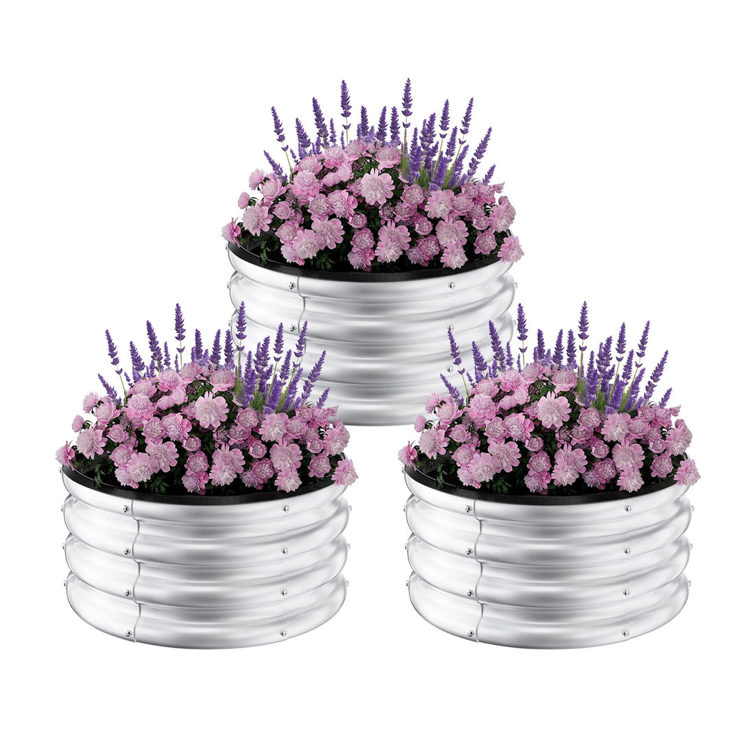 Jardinières surélevées galvanisées Garvee, rondes, en métal, 60 x 60 x 30 cm, antirouille, pour jardin et terrasse.