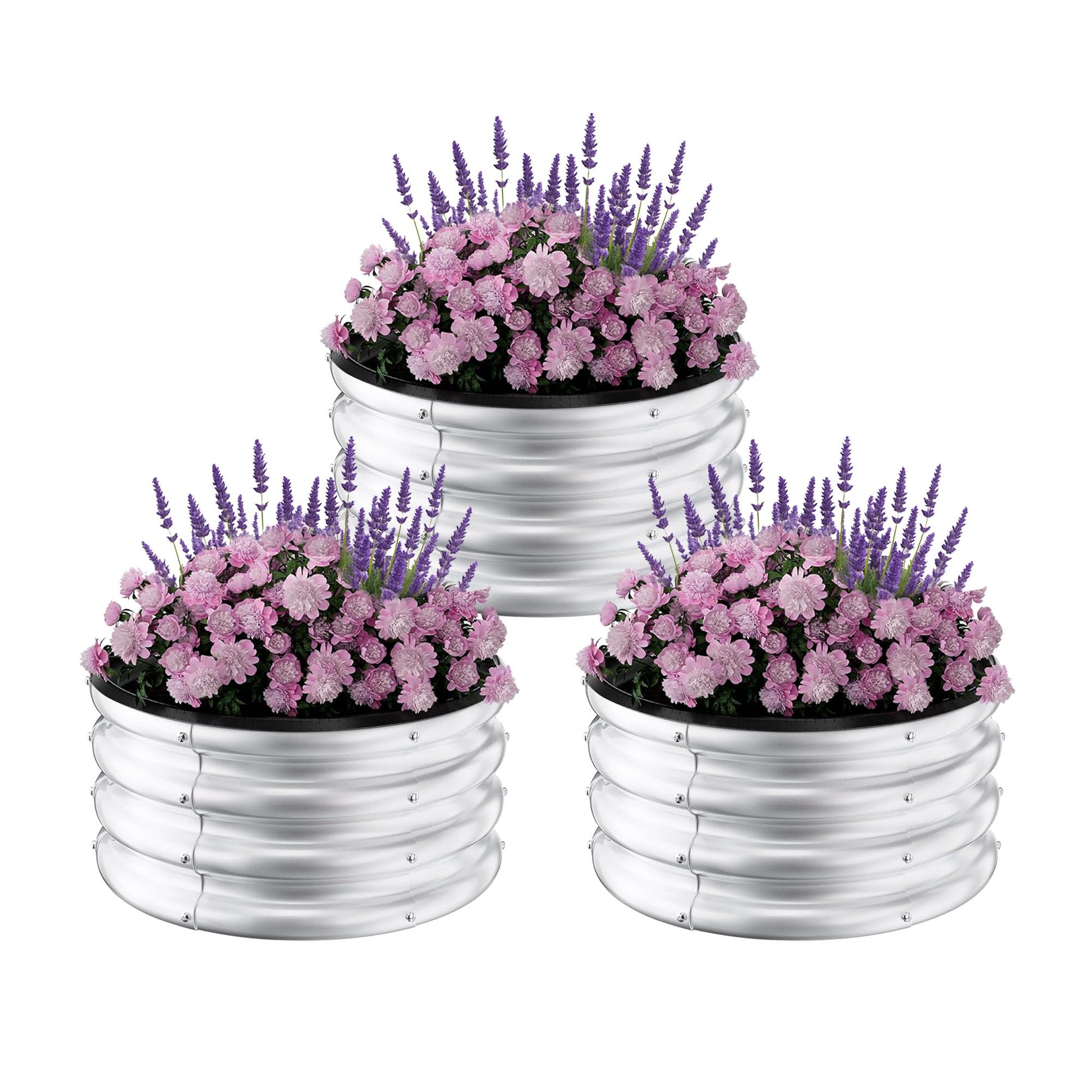 Jardinières surélevées galvanisées Garvee, rondes, en métal, 60 x 60 x 30 cm, antirouille, pour jardin et terrasse.